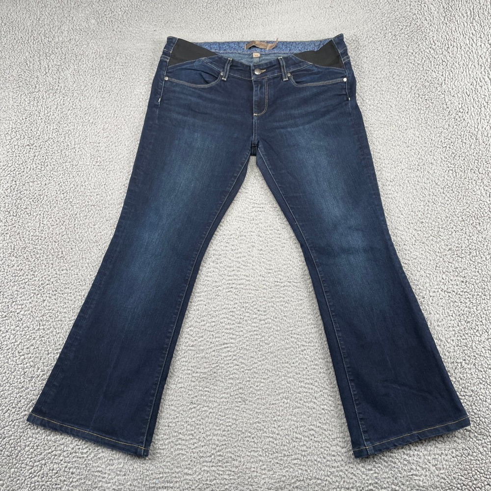 Paige Maternity Jeans Womens 29 Dark Blue Laurel Canyon Bootcut Side Elastic